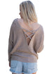 Sexy Khaki Cross Back Hollow-out Sweater